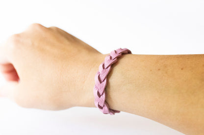 Braided Leather Bracelet / Pink Lemonade