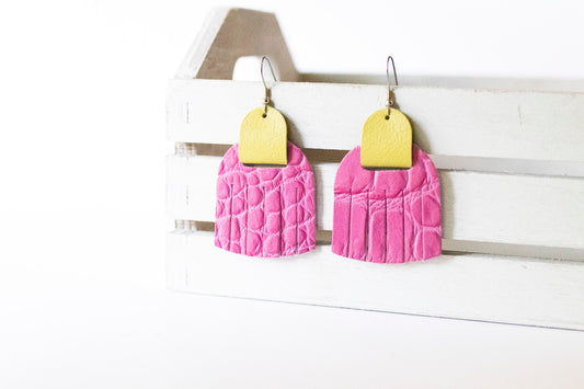 Leather Earrings / Fringies / Bubble Blush & Margarita