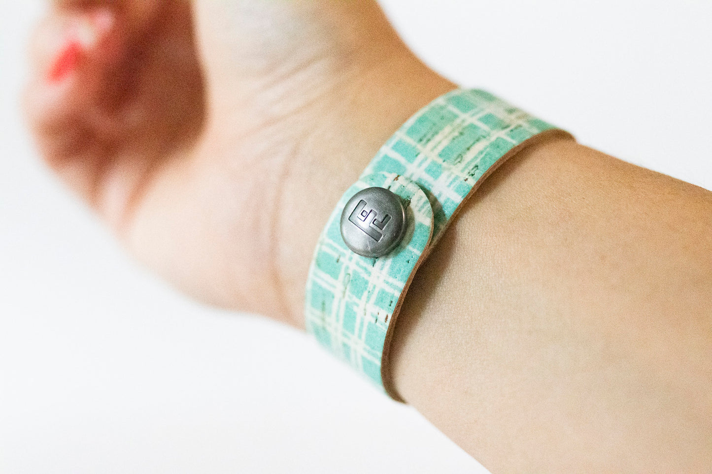 Leather Bracelet / Slim Cuff / Beach Boardwalk Cork