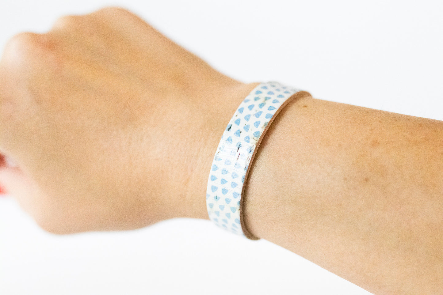 Leather Bracelet / Skinny Slim Cuff / Saltwater Breeze Cork