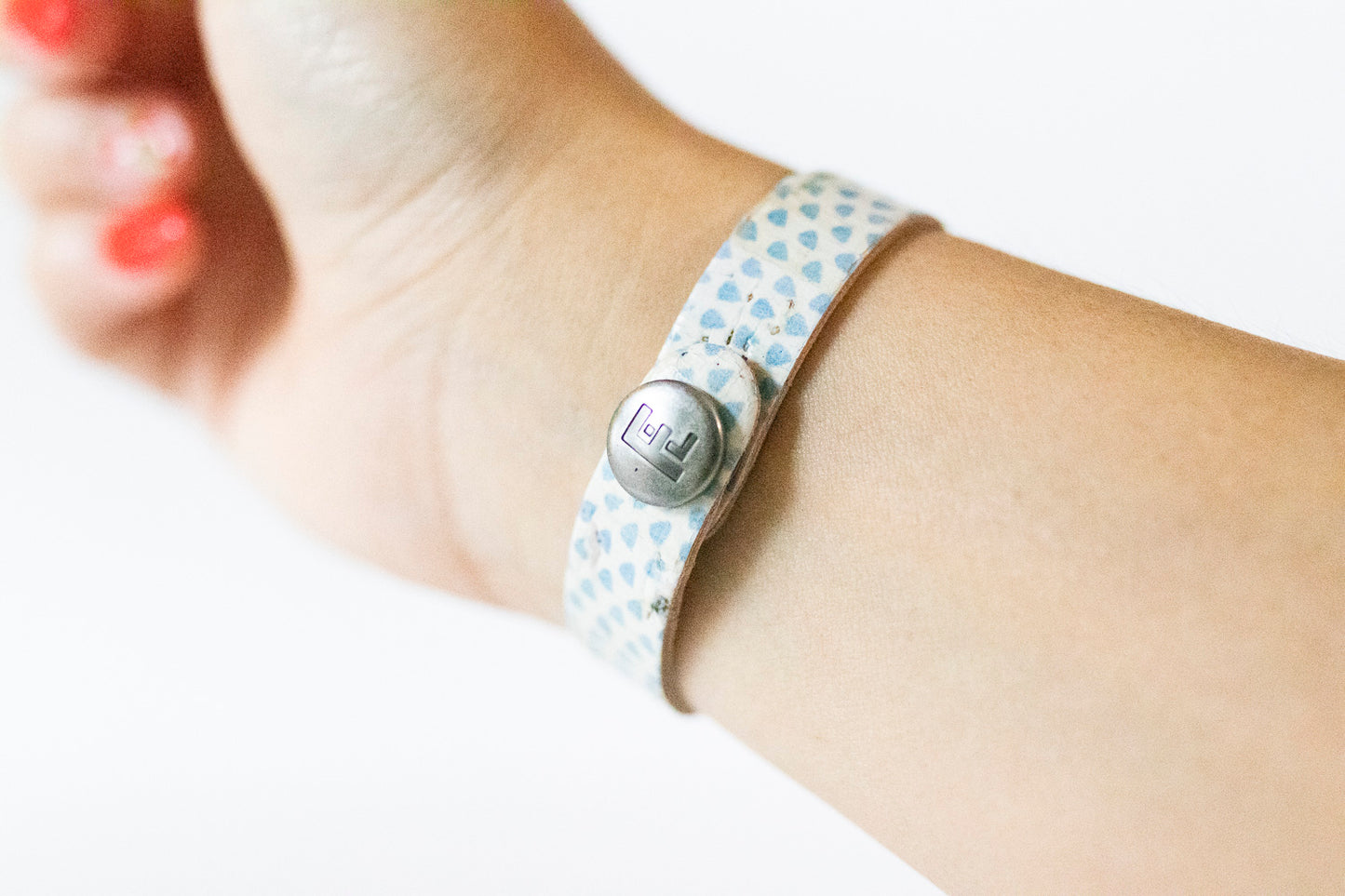 Leather Bracelet / Skinny Slim Cuff / Saltwater Breeze Cork