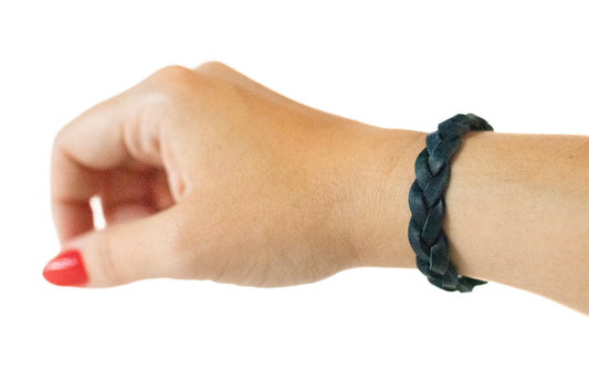 Braided Leather Bracelet / Dark Navy