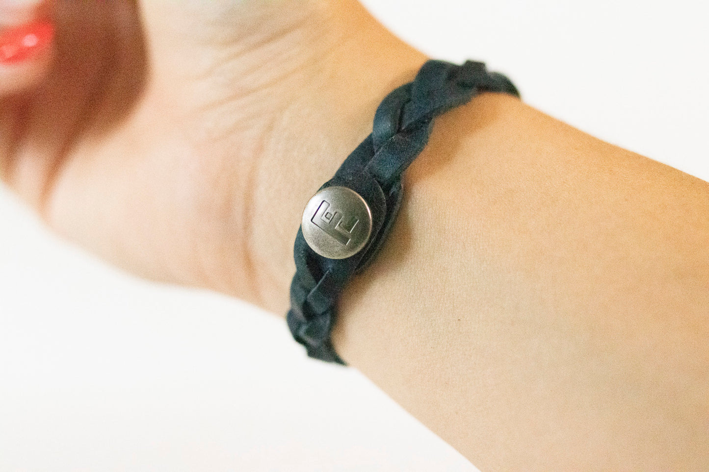 Braided Leather Bracelet / Dark Navy