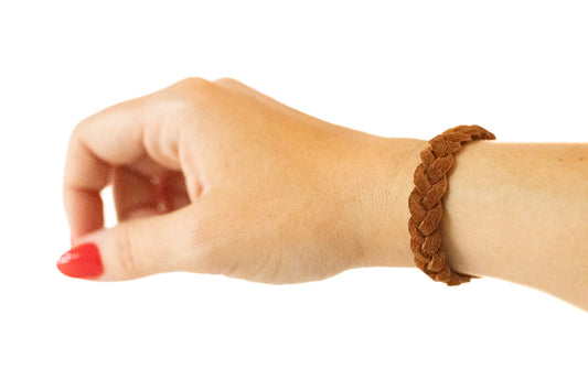 Braided Leather Bracelet / Toast Suede