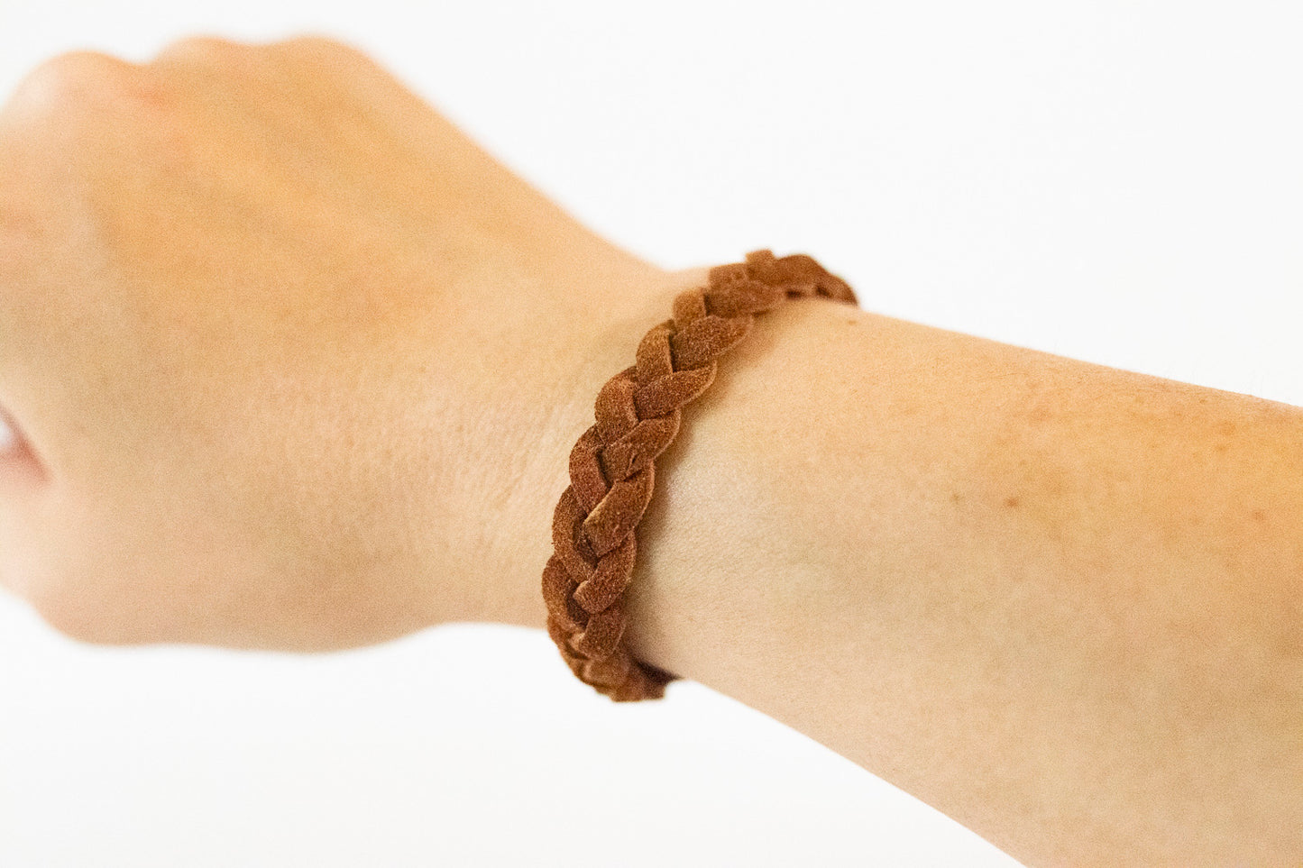 Braided Leather Bracelet / Toast Suede