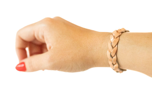 Braided Leather Bracelet / Peach Orchard