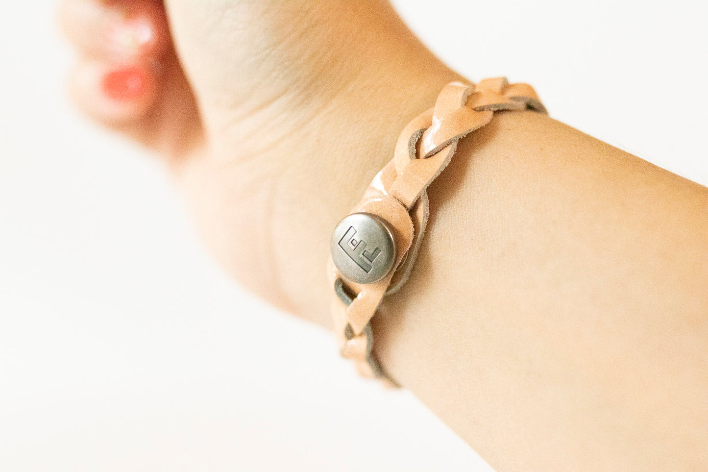 Braided Leather Bracelet / Peach Orchard