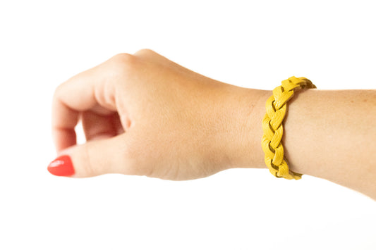 Braided Leather Bracelet / Meyer Lemon