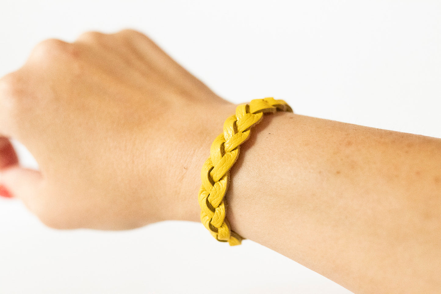 Braided Leather Bracelet / Meyer Lemon