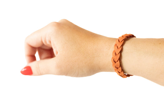 Braided Leather Bracelet / Pumpkin Latte