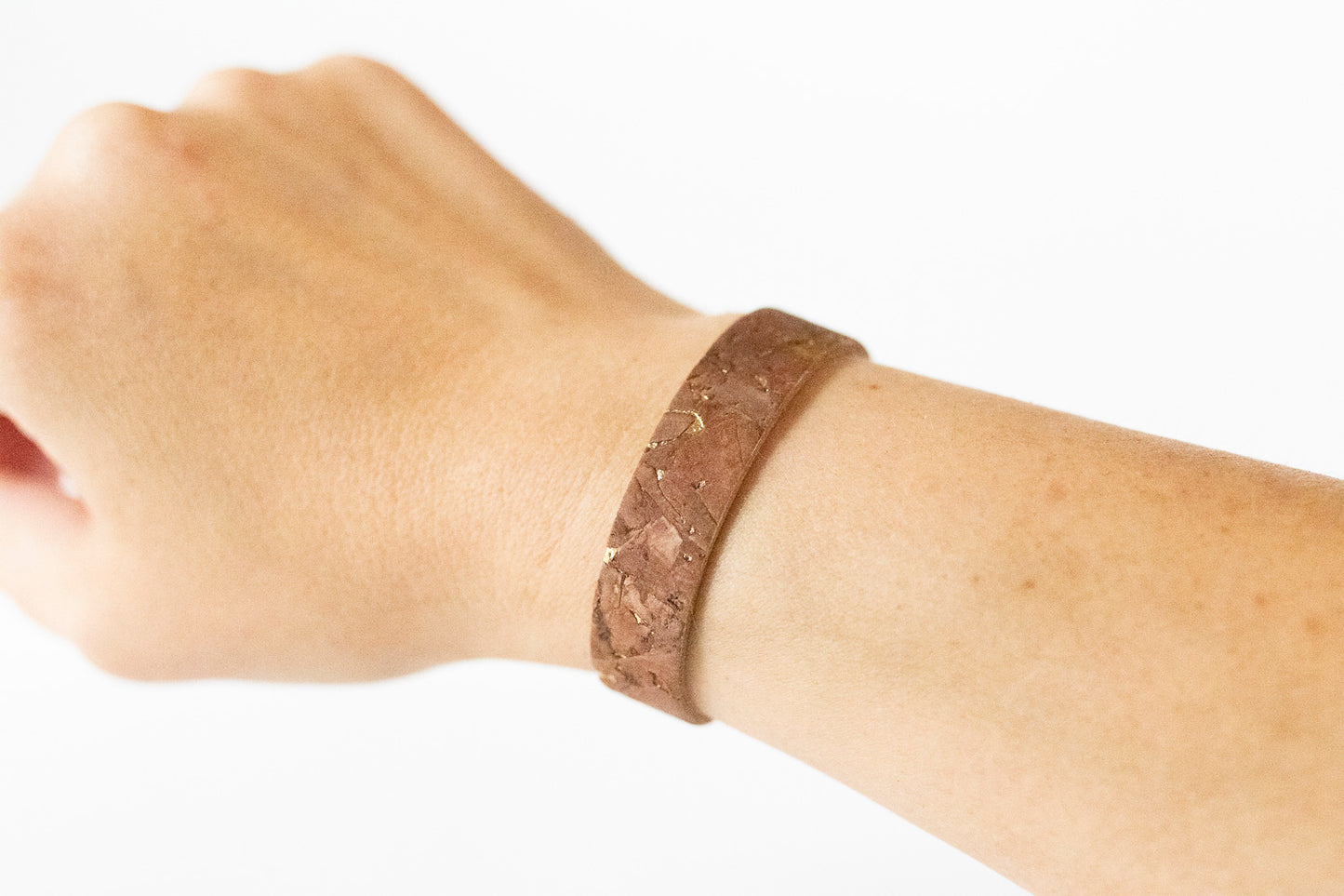 Leather Bracelet / Skinny Slim Cuff / Gingerbread Cork