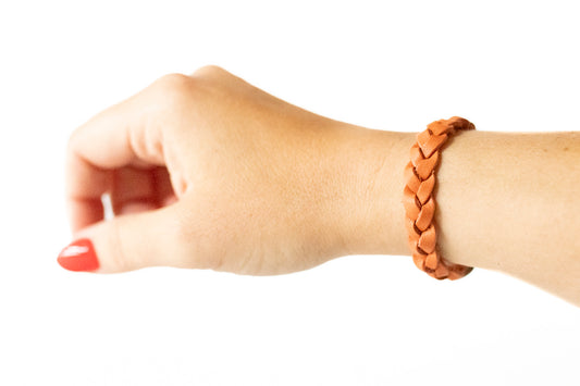 Braided Leather Bracelet / Whipped Pumpkin