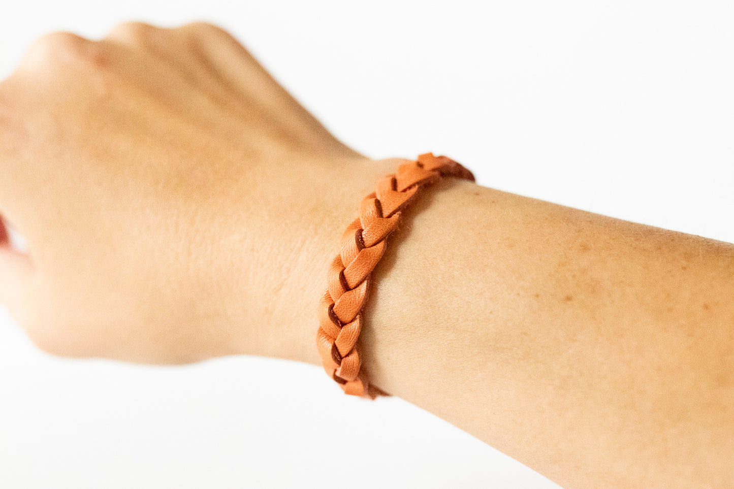 Braided Leather Bracelet / Whipped Pumpkin