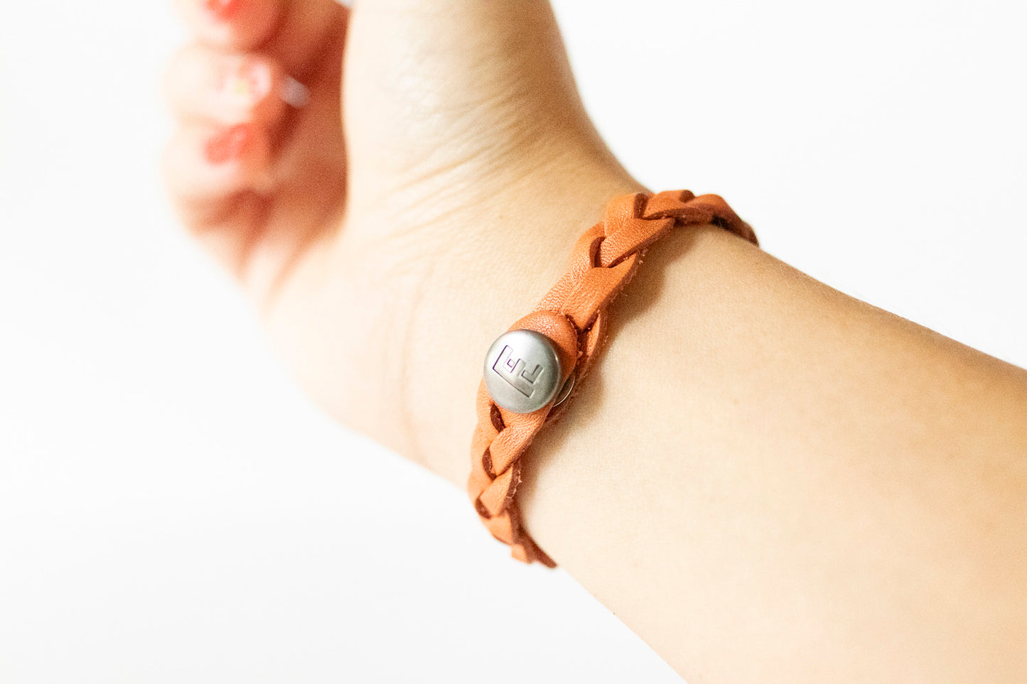 Braided Leather Bracelet / Whipped Pumpkin