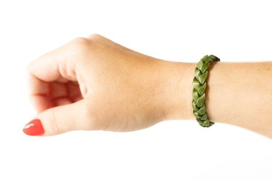 Braided Leather Bracelet / Irish Green