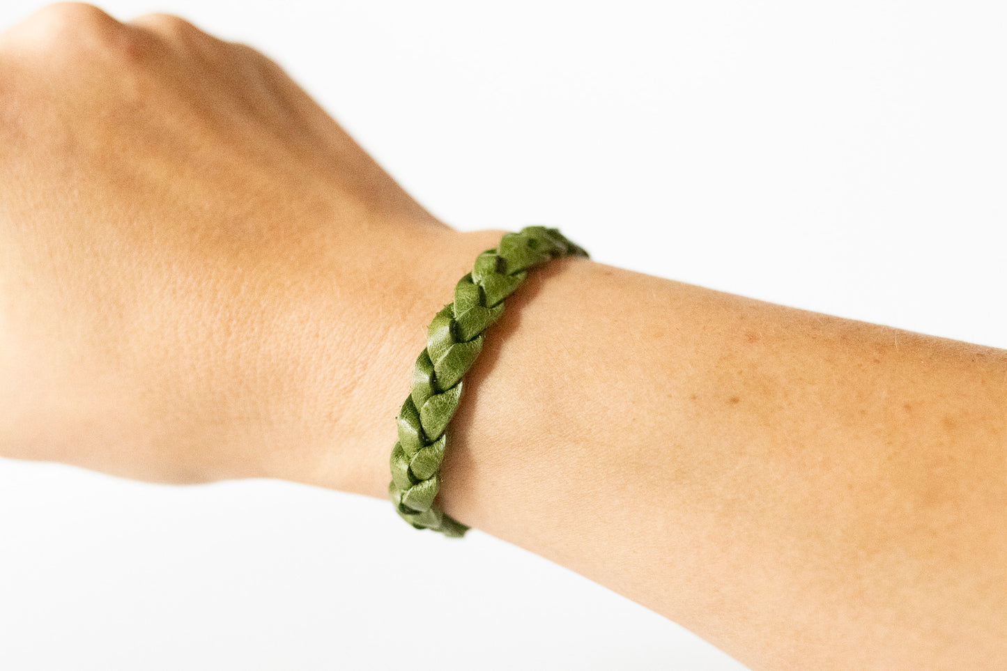 Braided Leather Bracelet / Irish Green