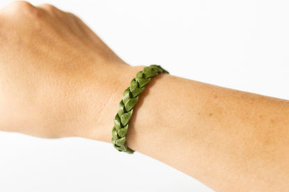 Braided Leather Bracelet / Irish Green