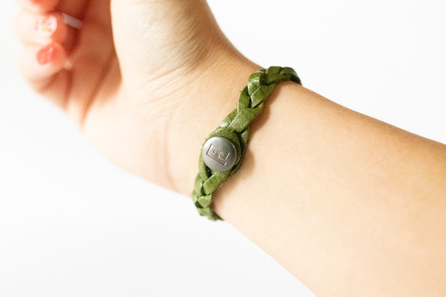 Braided Leather Bracelet / Irish Green