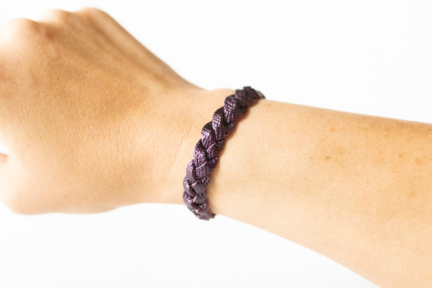 Braided Leather Bracelet / Amethyst Shimmer