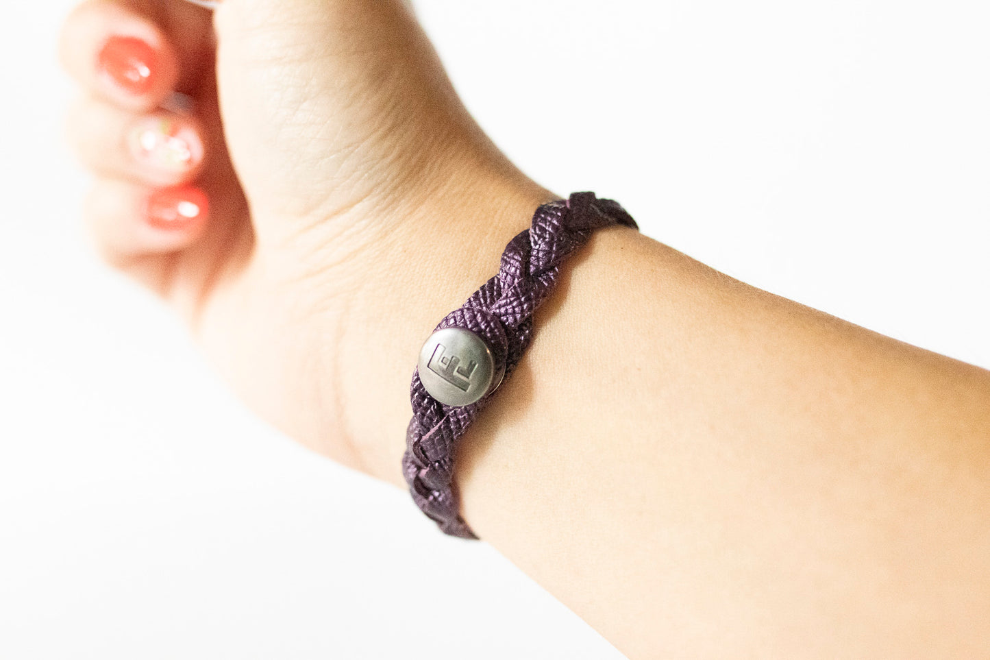 Braided Leather Bracelet / Amethyst Shimmer