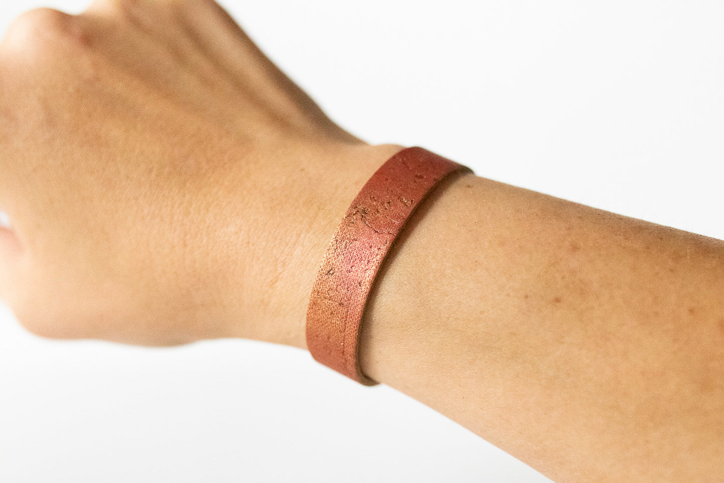 Leather Bracelet / Skinny Slim Cuff / Spiced Cider Cork