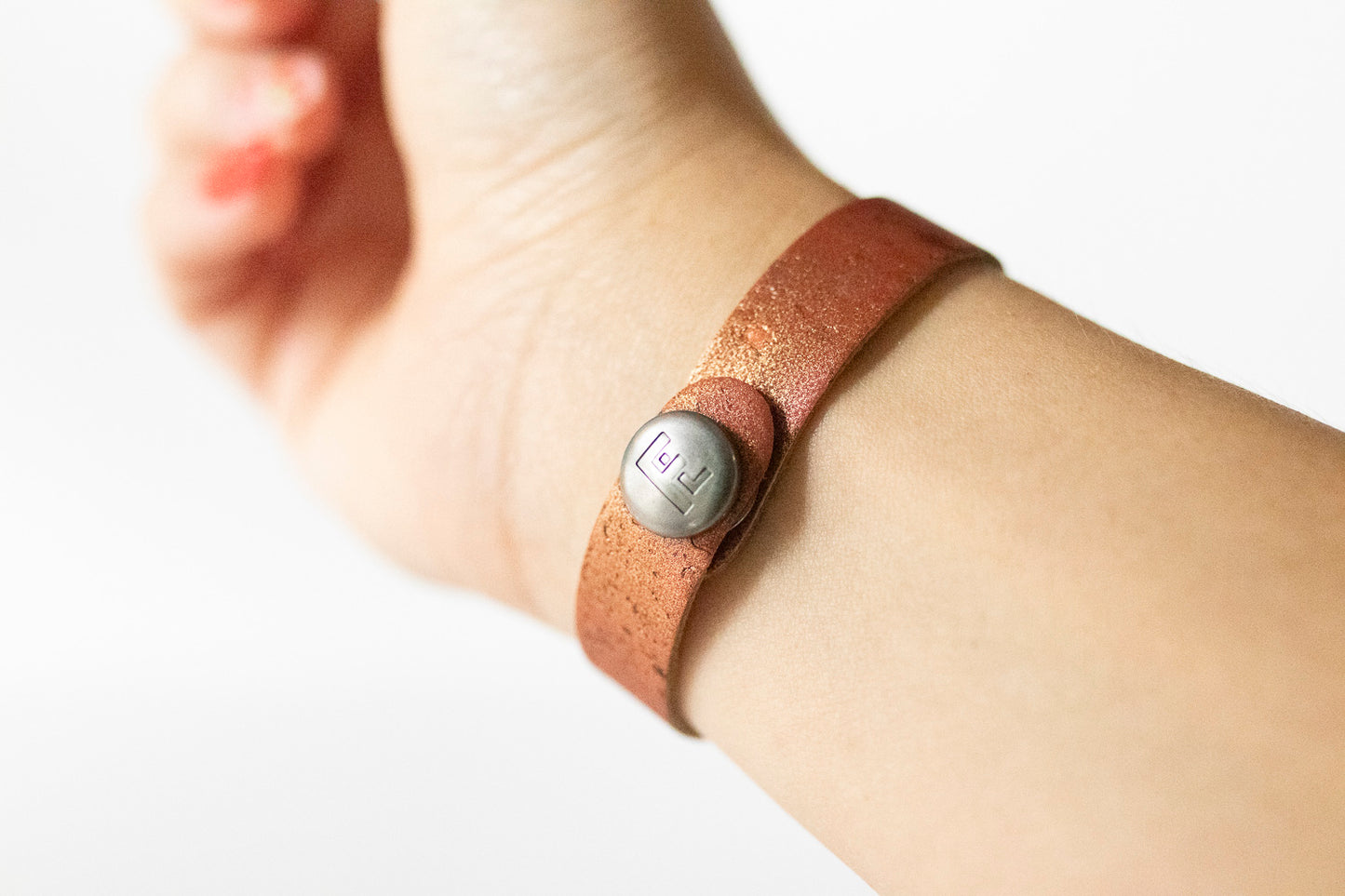 Leather Bracelet / Skinny Slim Cuff / Spiced Cider Cork