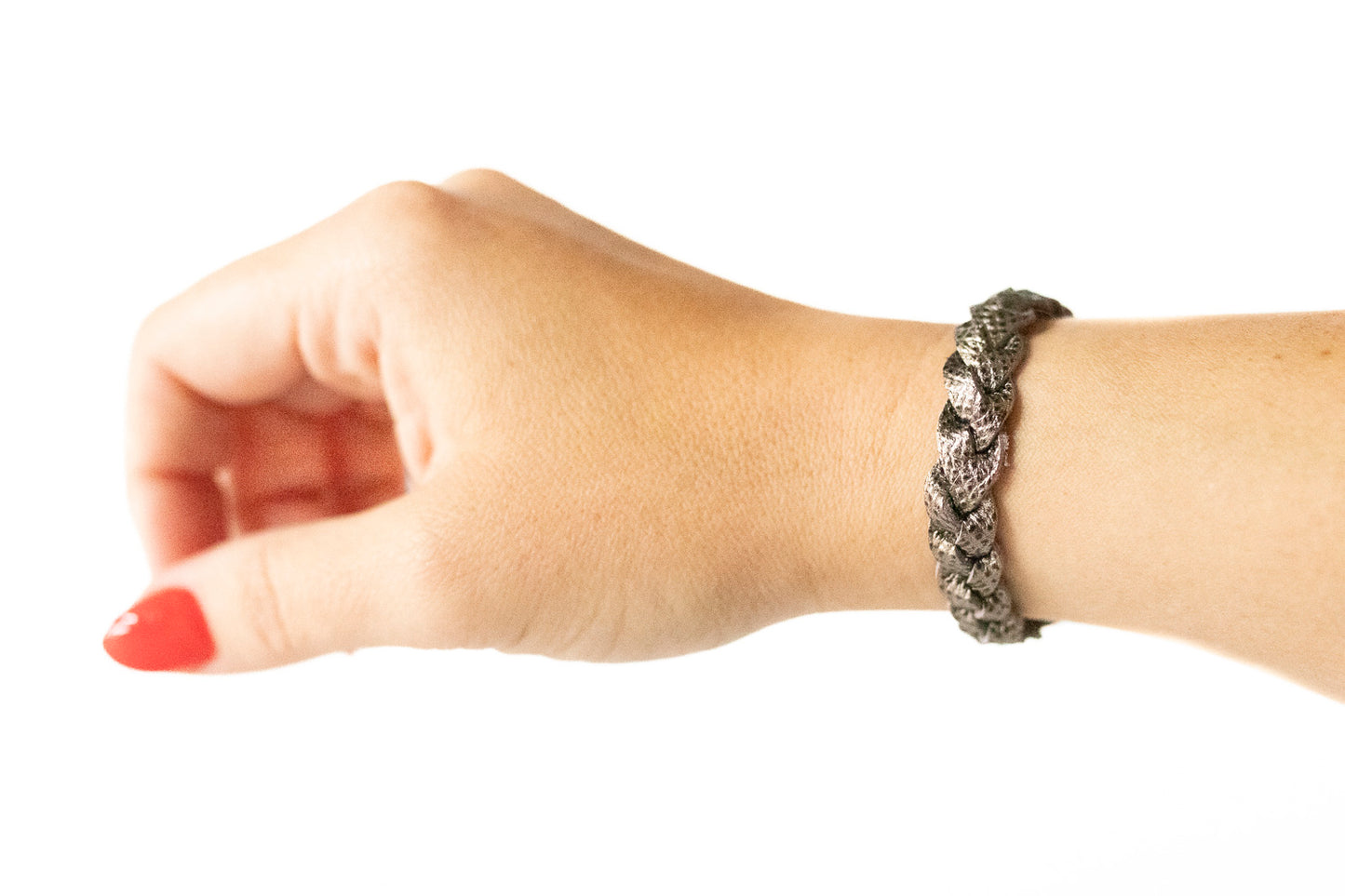 Braided Leather Bracelet / Gunmetal