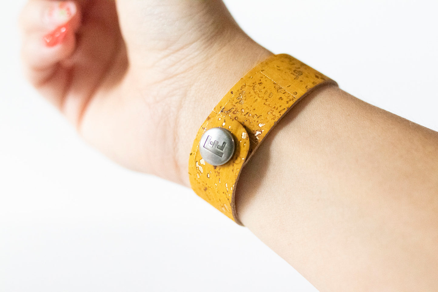 Leather Bracelet / Slim Cuff / Sunglow Cork