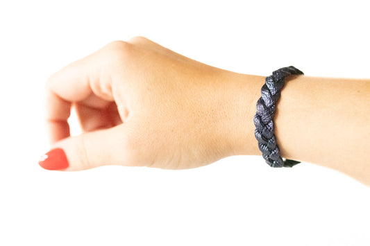 Braided Leather Bracelet / Sapphire Shimmer