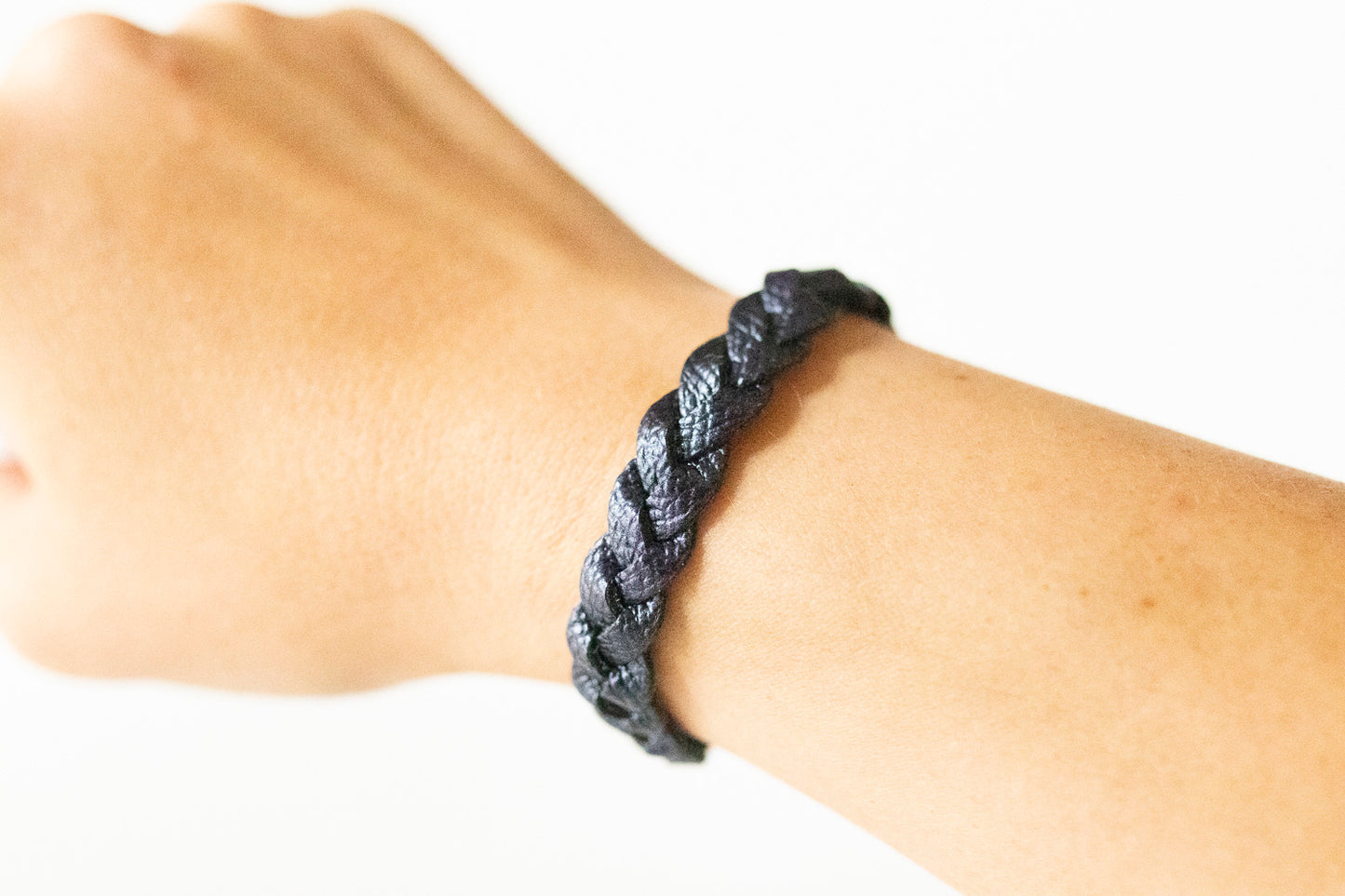 Braided Leather Bracelet / Sapphire Shimmer