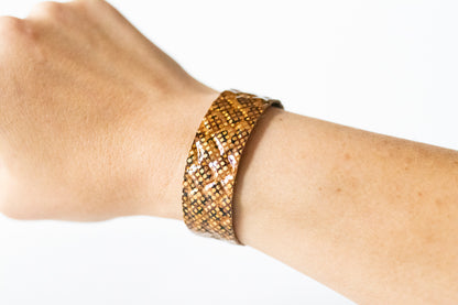 Leather Bracelet / Slim Cuff / Honeycomb