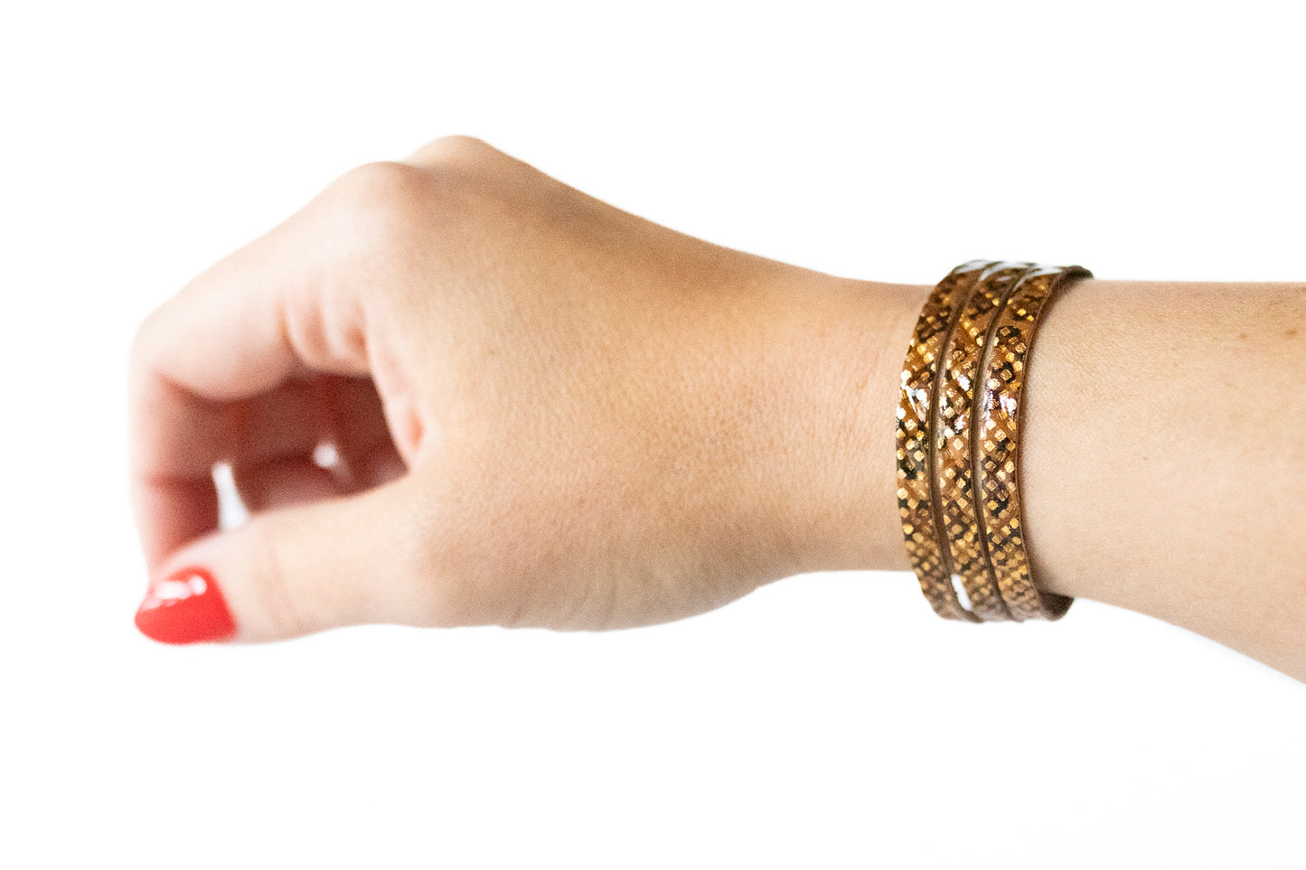 Leather Bracelet / Ultra Skinny Sliced Cuff / Honeycomb