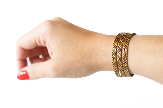 Leather Bracelet / Ultra Skinny Sliced Cuff / Honeycomb