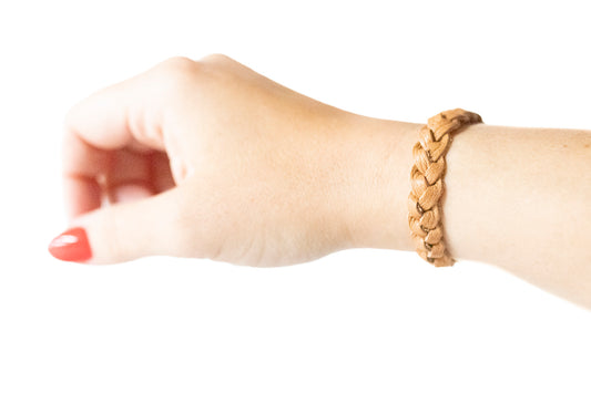 Braided Leather Bracelet / Glazed Donut