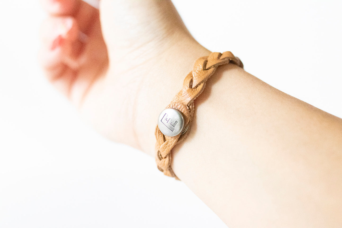 Braided Leather Bracelet / Glazed Donut