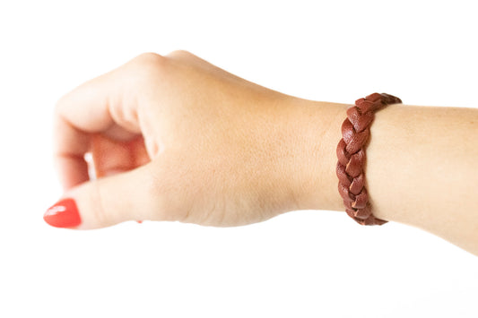 Braided Leather Bracelet / Ground Cinnamon