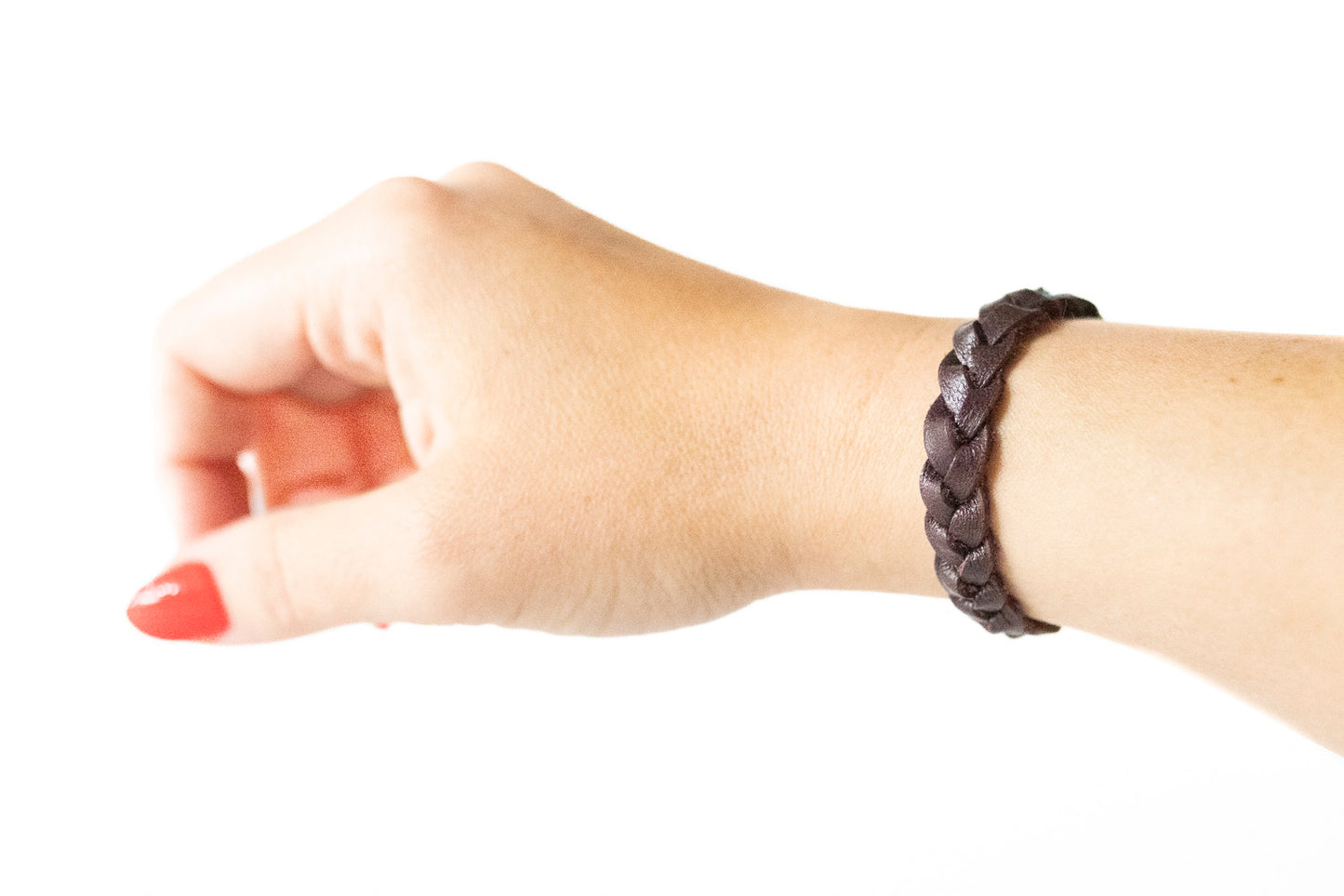 Braided Leather Bracelet / Raisin