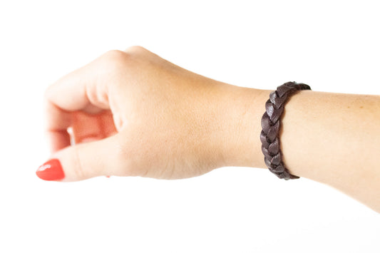Braided Leather Bracelet / Raisin
