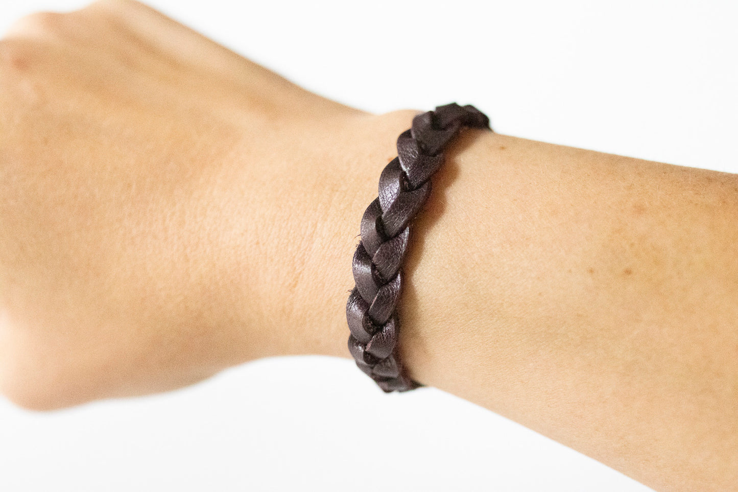 Braided Leather Bracelet / Raisin