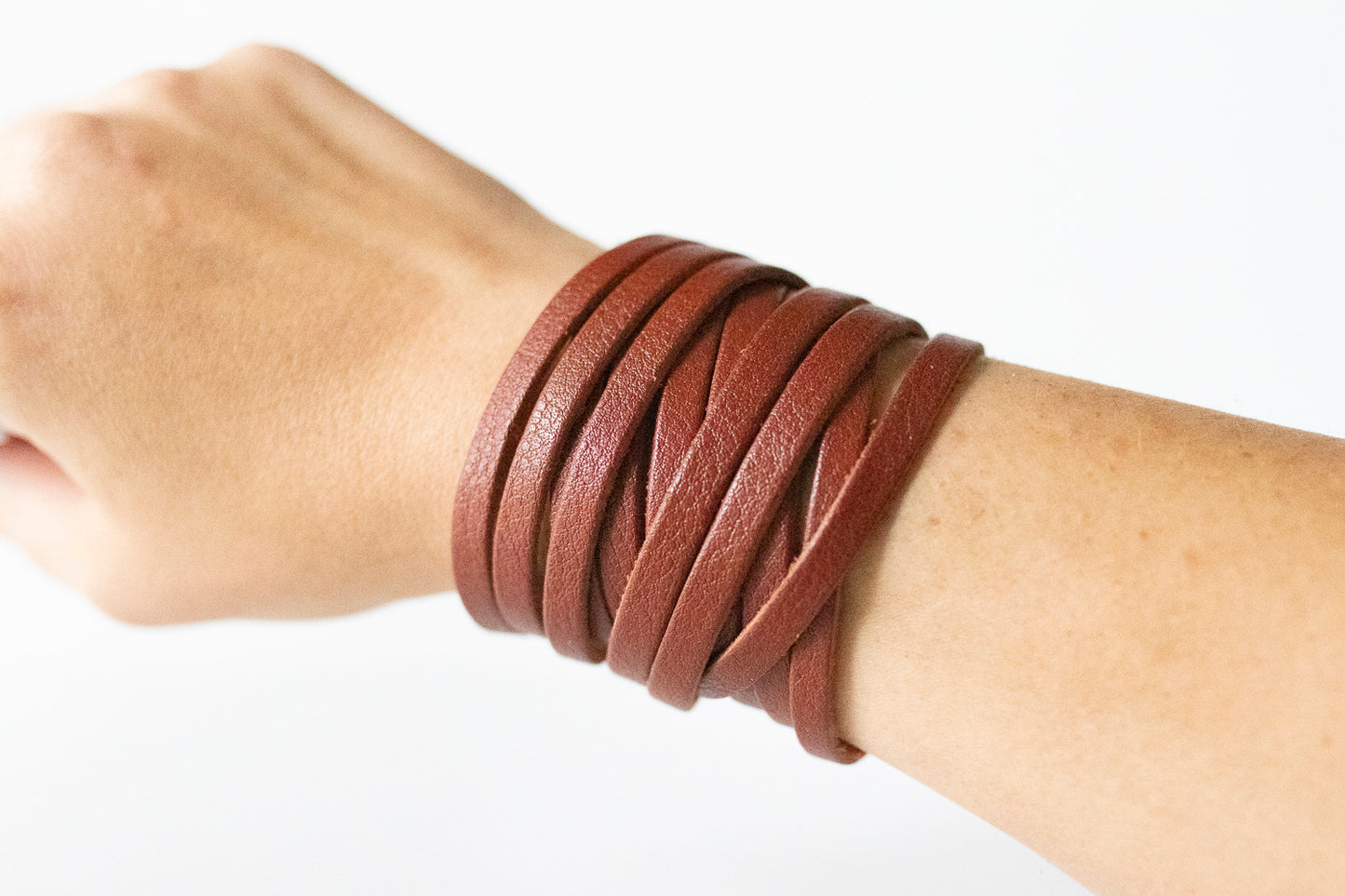 Leather Bracelet / Original Sliced Wrap Cuff / Ground Cinnamon