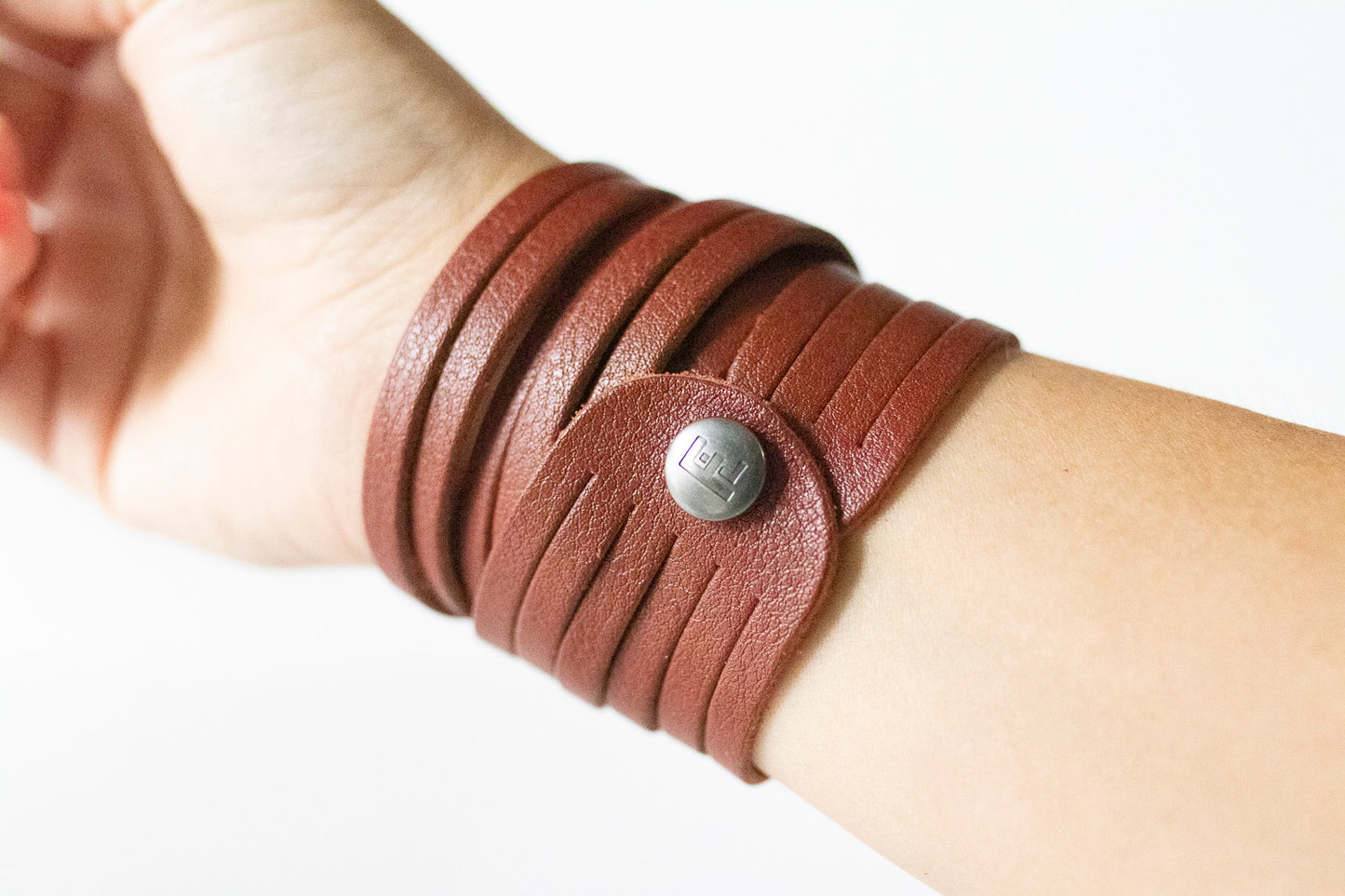 Leather Bracelet / Original Sliced Wrap Cuff / Ground Cinnamon