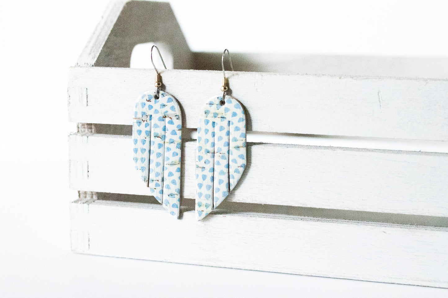 Leather Earrings / Mini Fringe / Saltwater Breeze Cork