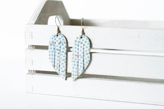 Leather Earrings / Mini Fringe / Saltwater Breeze Cork