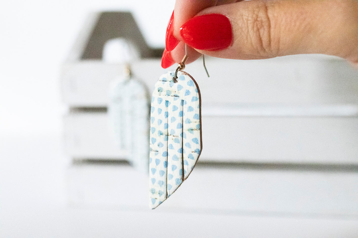 Leather Earrings / Mini Fringe / Saltwater Breeze Cork