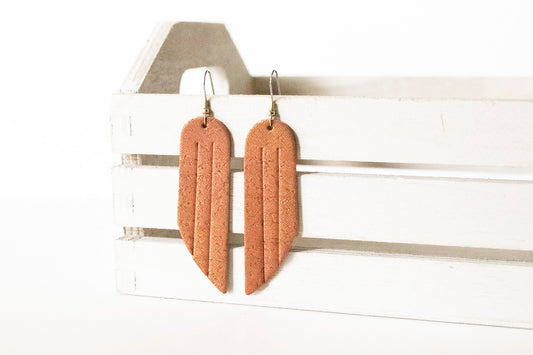Leather Earrings / Fringe / Spiced Cider Cork