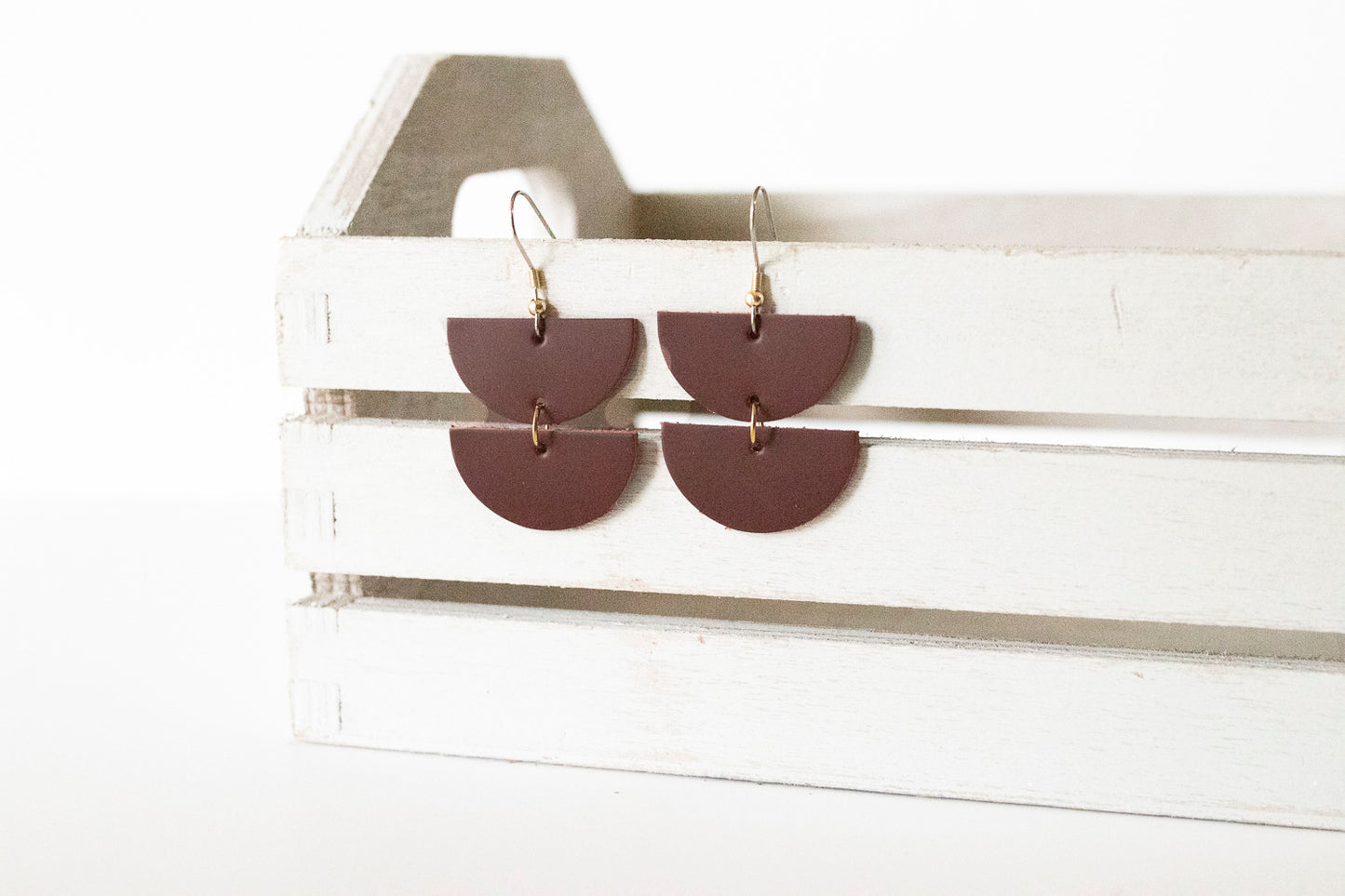 Leather Earrings / Demi Luna / Smooth Sangria