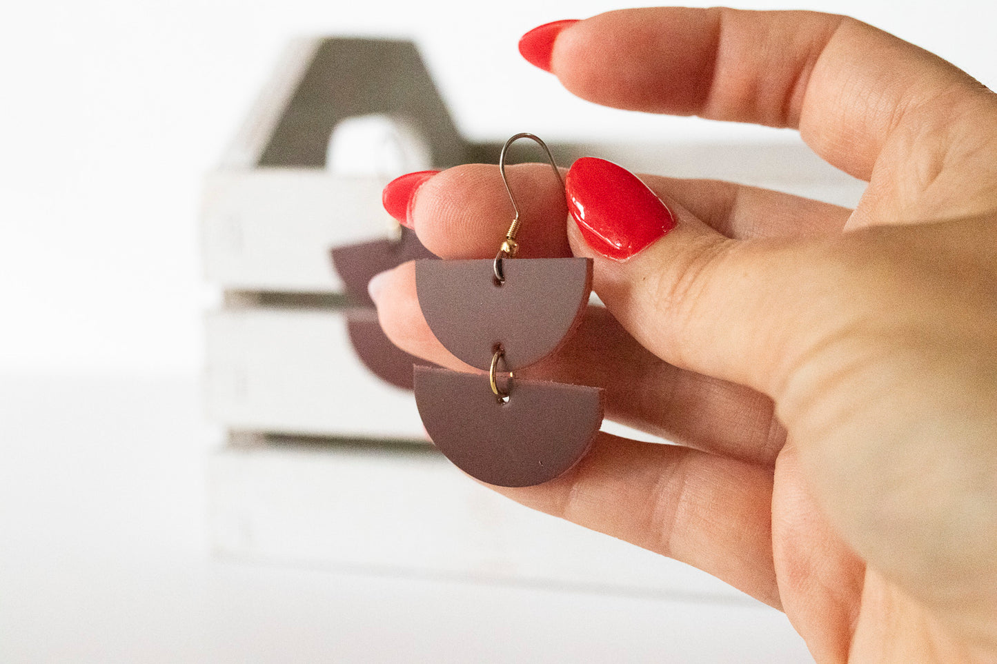 Leather Earrings / Demi Luna / Smooth Sangria