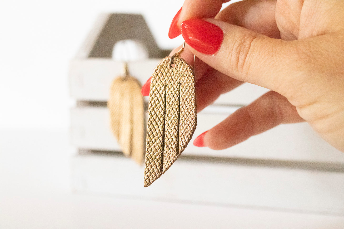 Leather Earrings / Mini Fringe / Copper Bronze