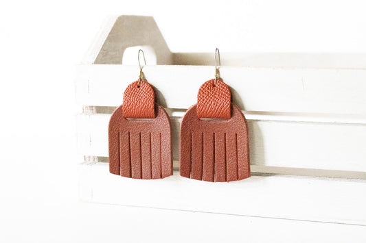 Leather Earrings / Fringies / Ground Cinnamon & Spiced Cider