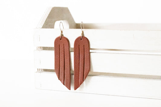 Leather Earrings / Fringe / Ground Cinnamon